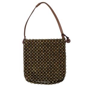 Vintage The Sak Wood Beaded Shoulder Bag Purse Retro Bohemian